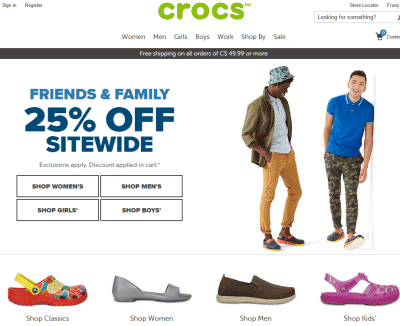 크락스 Crocs – 경칩 기념 – 프랜즈 앤 패밀리 25% 사이트 전체 할인 쿠폰